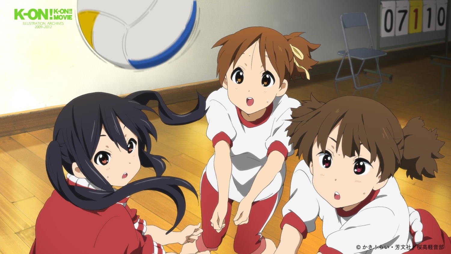 gym_uniform hirasawa_ui k-on! nakano_azusa suzuki_jun urata_yoshinori wallpaper