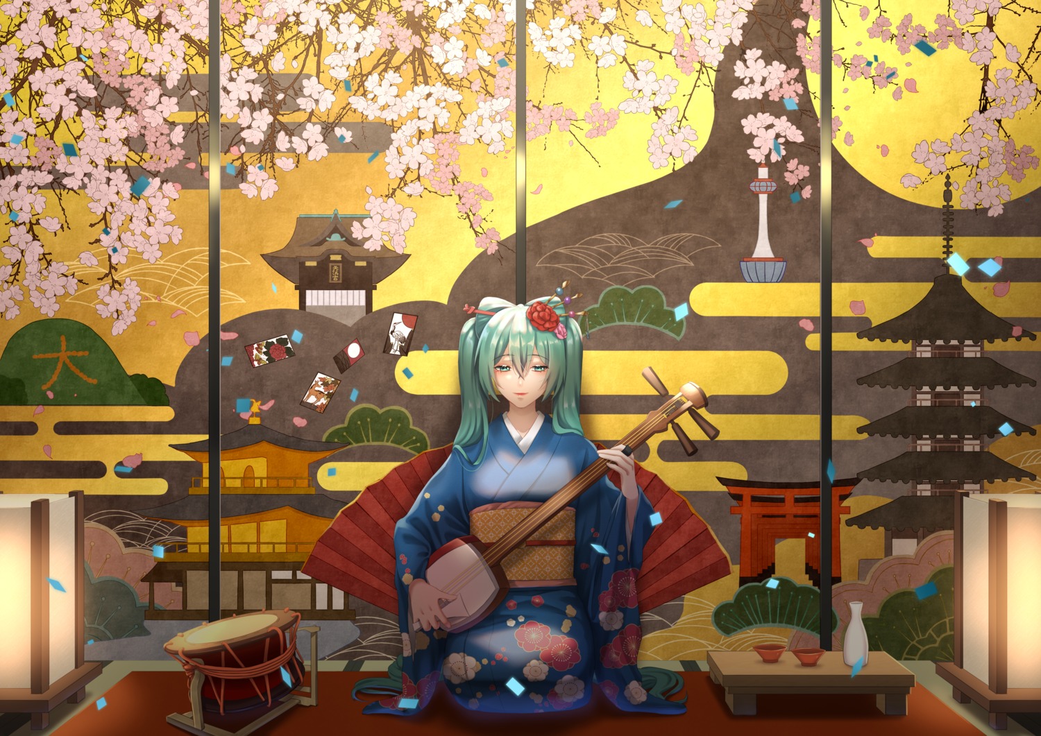 hatsune_miku kimono kyoto_nippon_festival sumomo7317 vocaloid