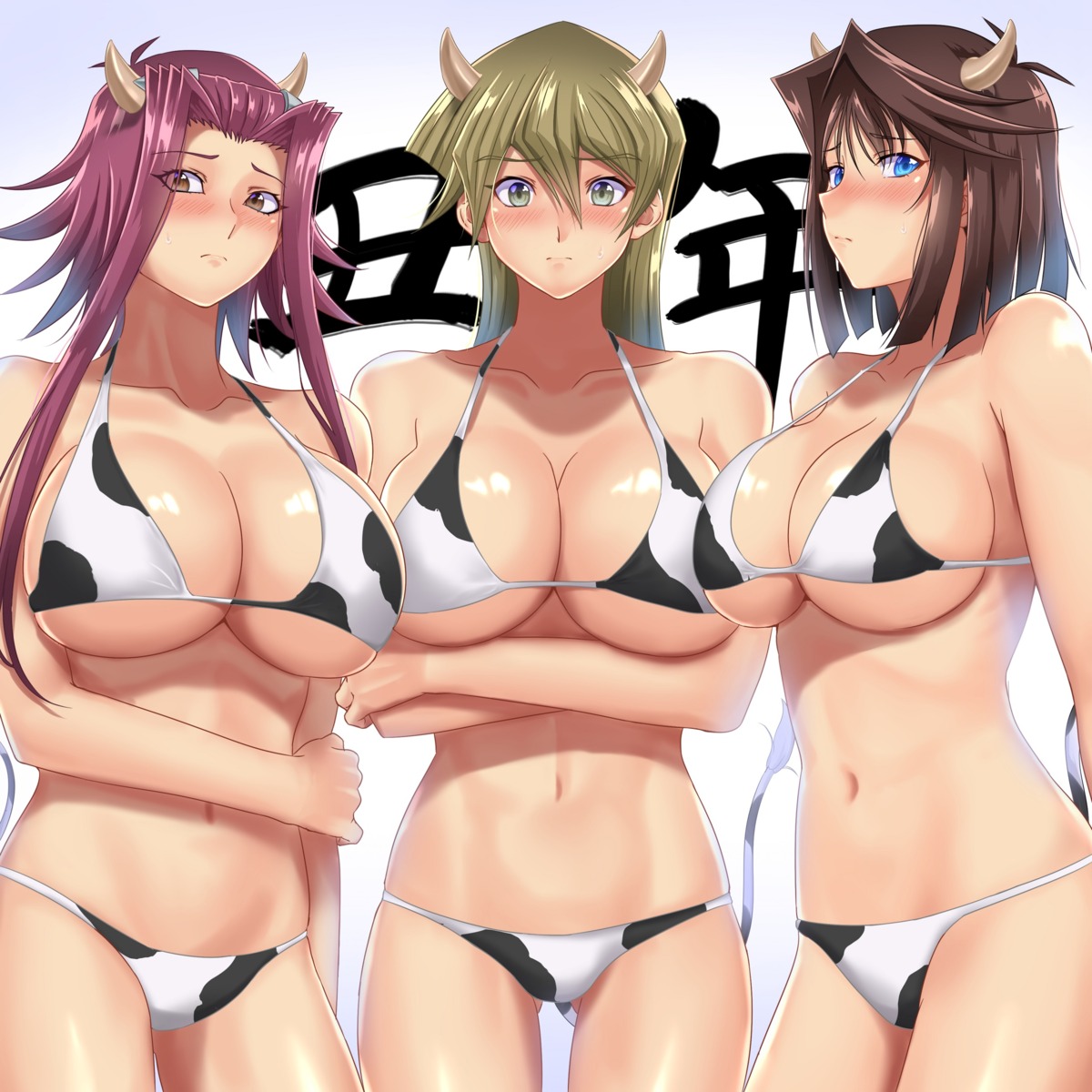 bikini breast_hold horns izayoi_aki mazaki_anzu muto_dt swimsuits tail tenjouin_asuka yugioh yugioh_5d's yugioh_gx