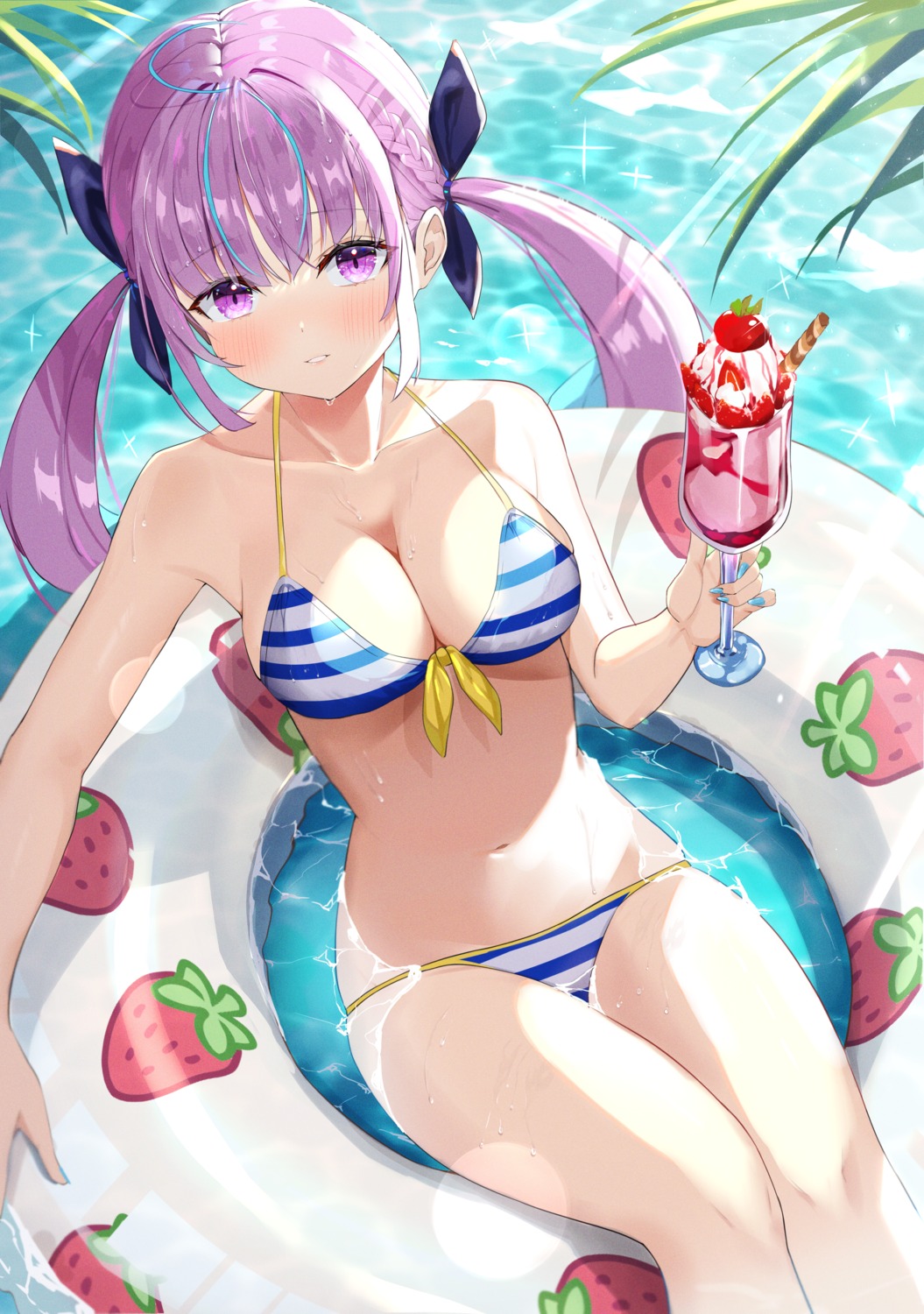 bikini hololive minato_aqua swimsuits wet yamamoto_(ymmt_is_sexy)