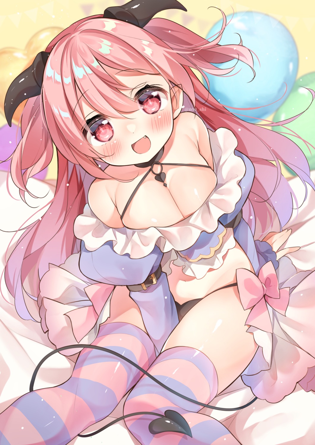 gau_(n00_shi) horns no_bra pantsu pointy_ears tail thighhighs