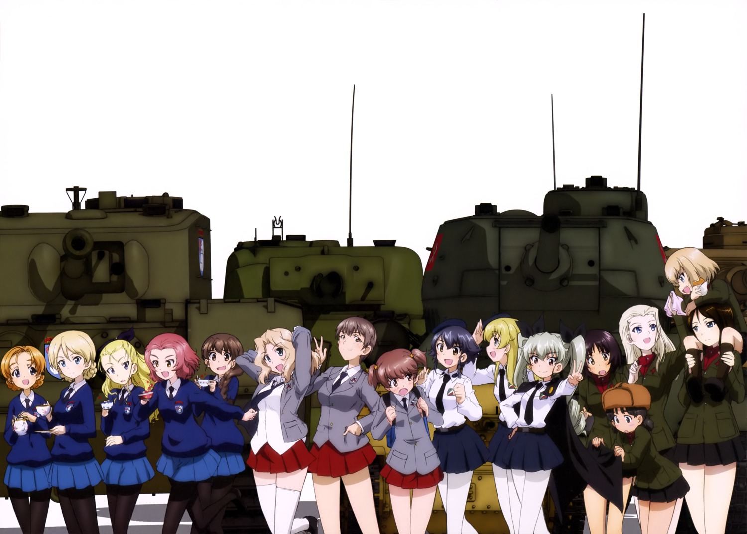 alina_(girls_und_panzer) alisa_(girls_und_panzer) anchovy assam carpaccio clara_(girls_und_panzer) darjeeling girls_und_panzer katyusha kay_(girls_und_panzer) naomi_(girls_und_panzer) nina_(girls_und_panzer) nonna orange_pekoe pantyhose pepperoni rosehip rukuriri seifuku sweater thighhighs uniform