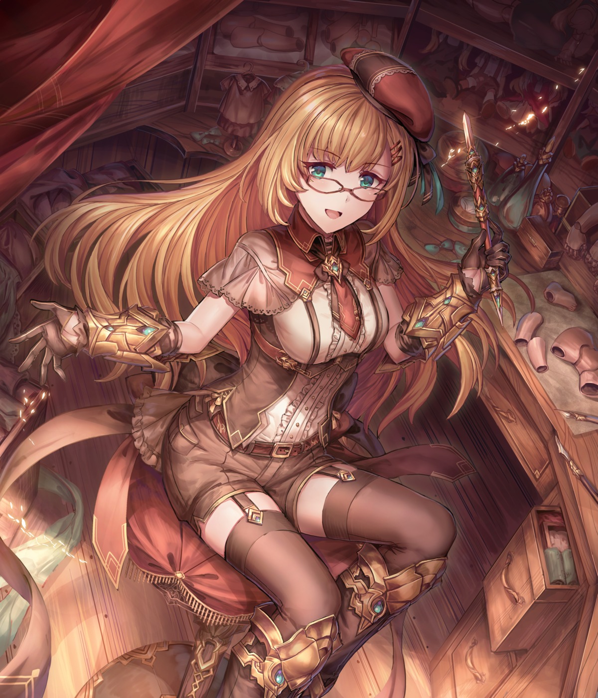 armor megane shichigatsu stockings thighhighs weapon