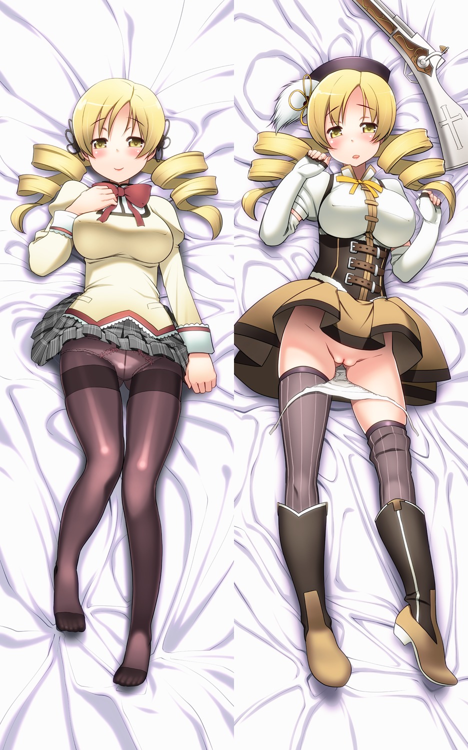 okina_sen pantsu panty_pull pantyhose puella_magi_madoka_magica pussy thighhighs tomoe_mami uncensored