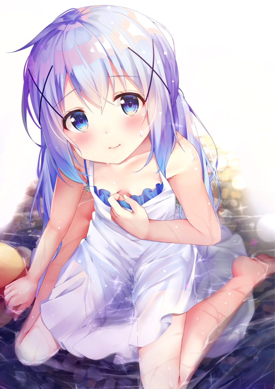 dress gochuumon_wa_usagi_desu_ka? kafuu_chino loli rouka see_through wet wet_clothes