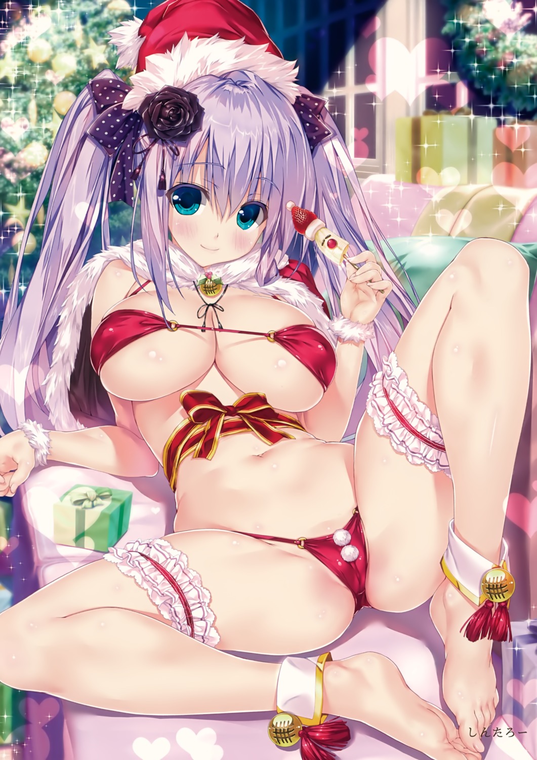 bikini cameltoe christmas erect_nipples garter shintarou swimsuits underboob