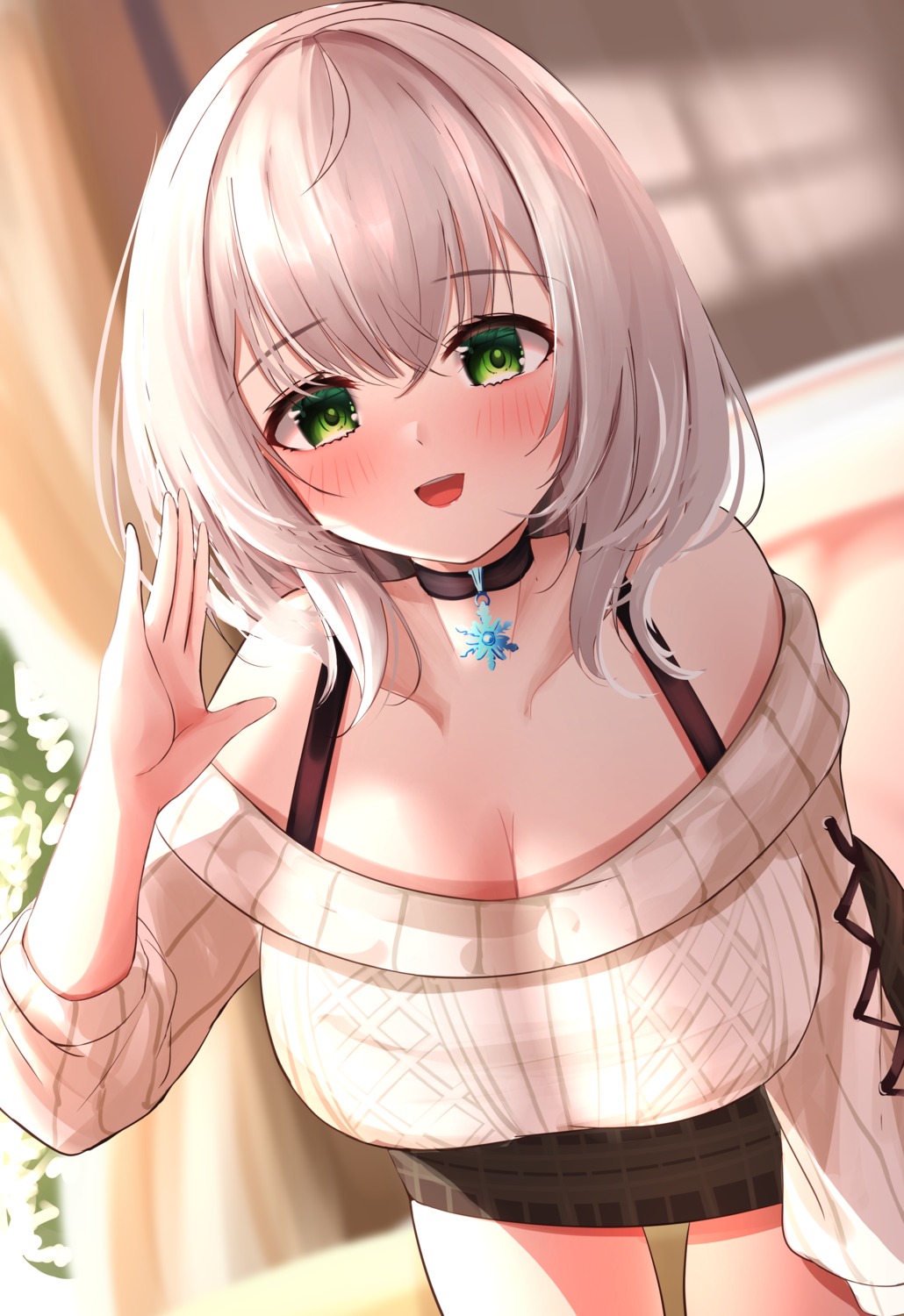 balut-man cleavage hololive shirogane_noel sweater