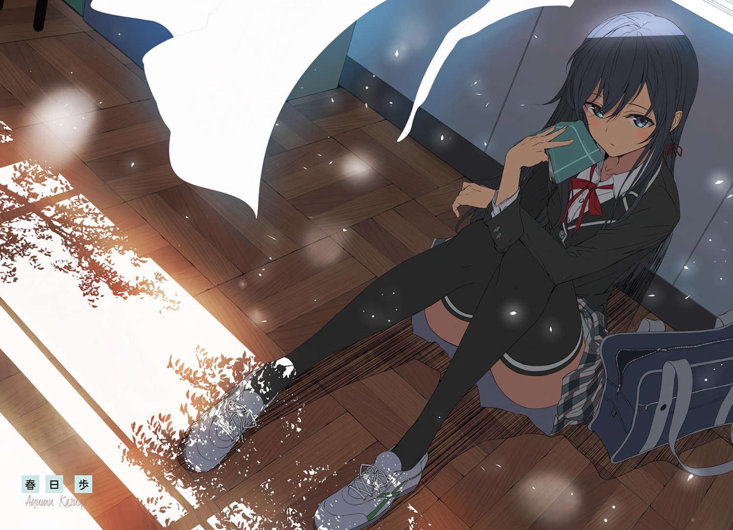 kasuga_ayumu_(artist) seifuku thighhighs yahari_ore_no_seishun_lovecome_wa_machigatteiru. yukinoshita_yukino