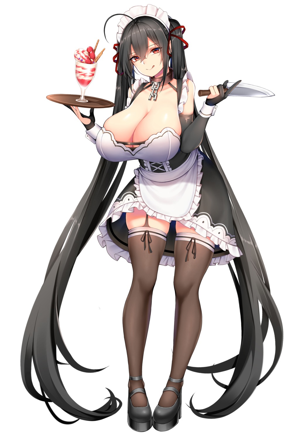 azur_lane chixiao heels maid no_bra stockings taihou_(azur_lane) thighhighs