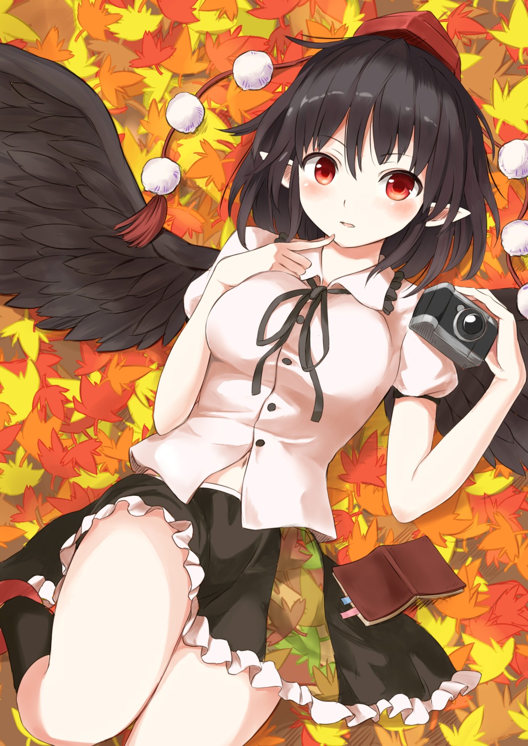 pointy_ears shameimaru_aya techi_(techi35499) touhou wings