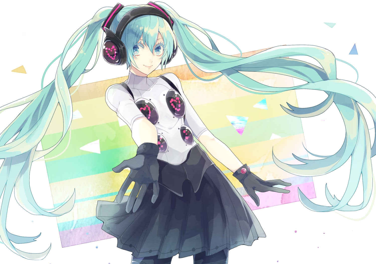 dress hatsune_miku headphones junjam pantyhose vocaloid