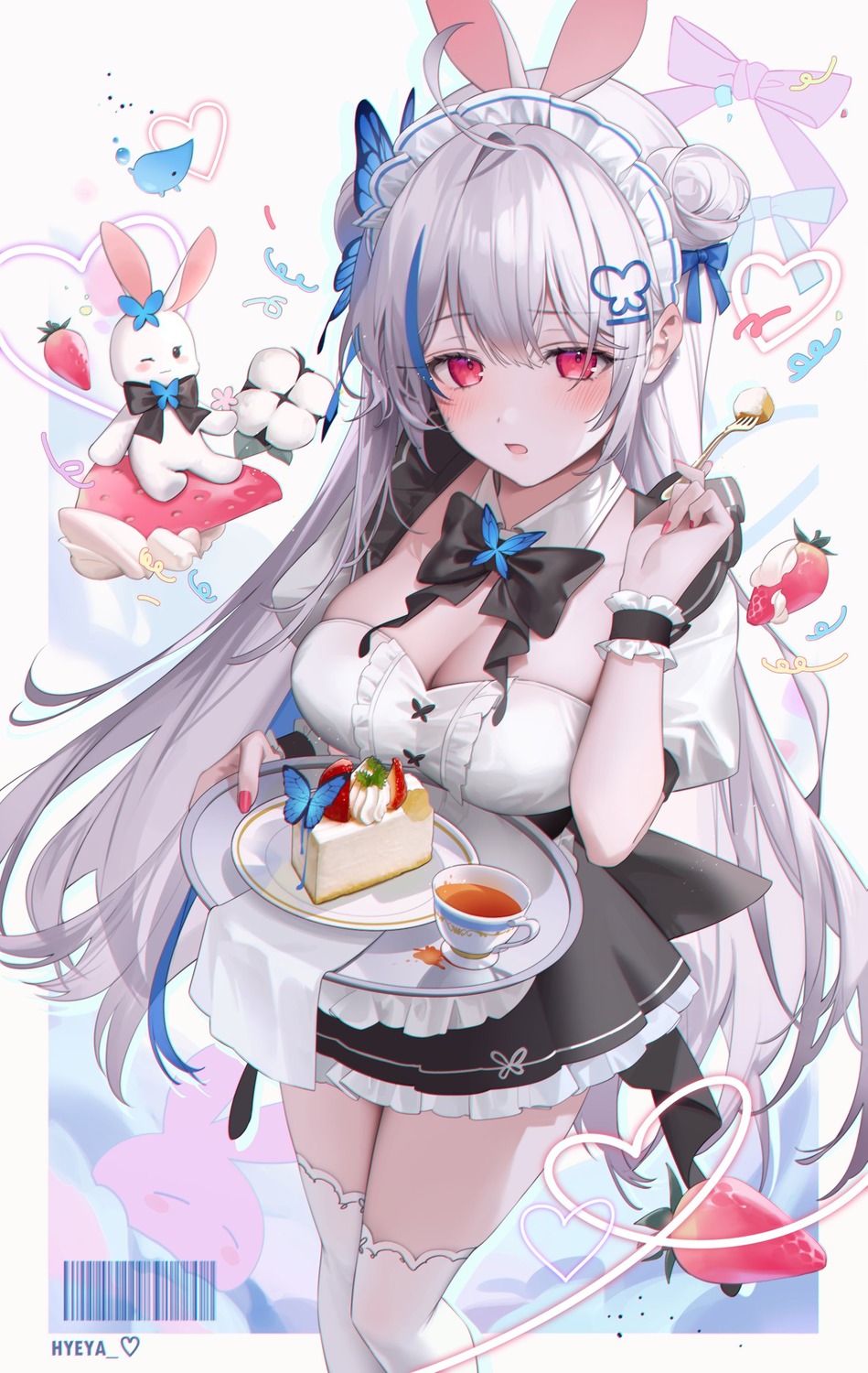 animal_ears bunny_ears maid naru_0 thighhighs waitress