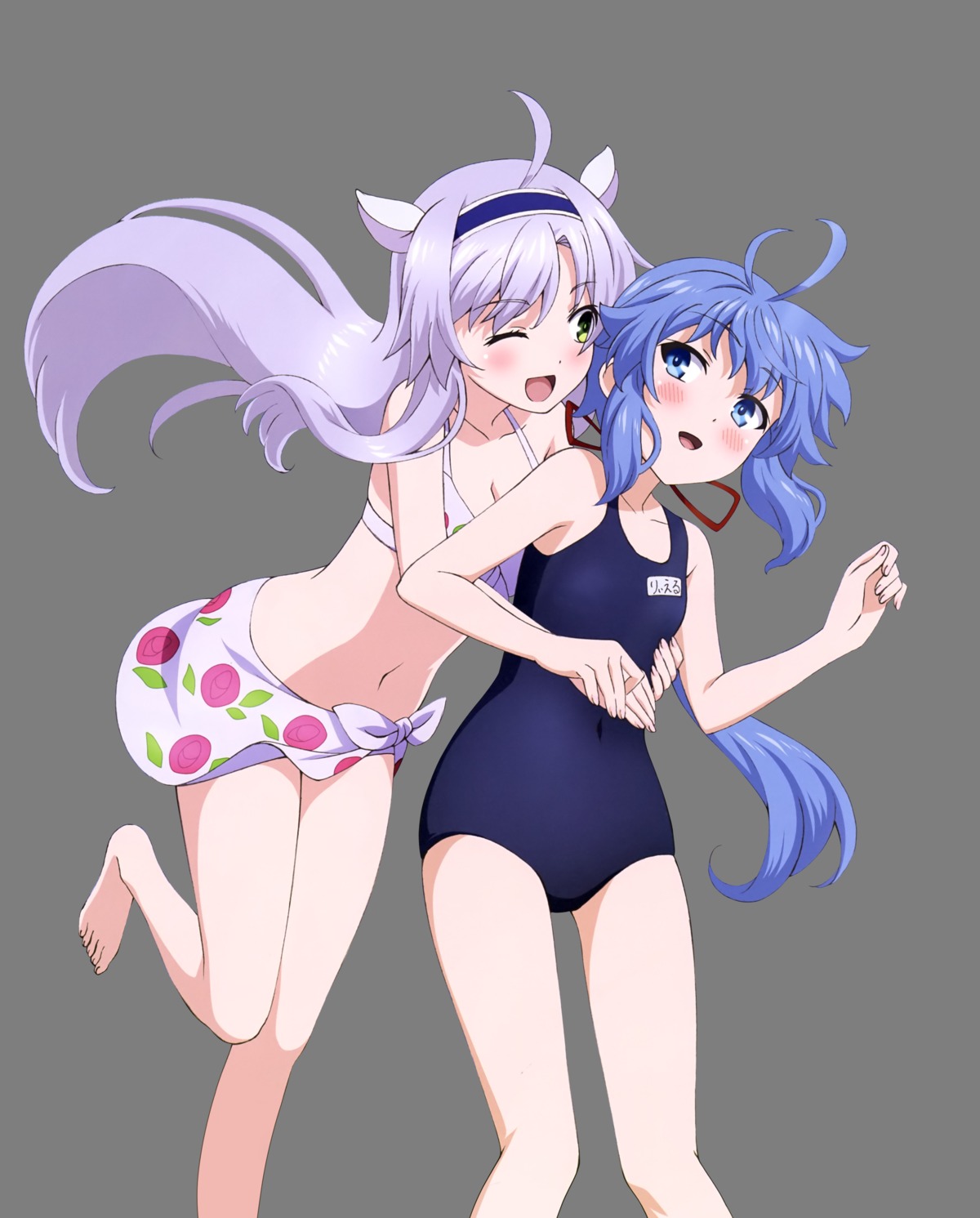 bikini cleavage kitahara_koudai rokudenashi_majutsu_koushi_to_kinki_kyouten ryiel_rayford school_swimsuit sistina_fibel swimsuits transparent_png