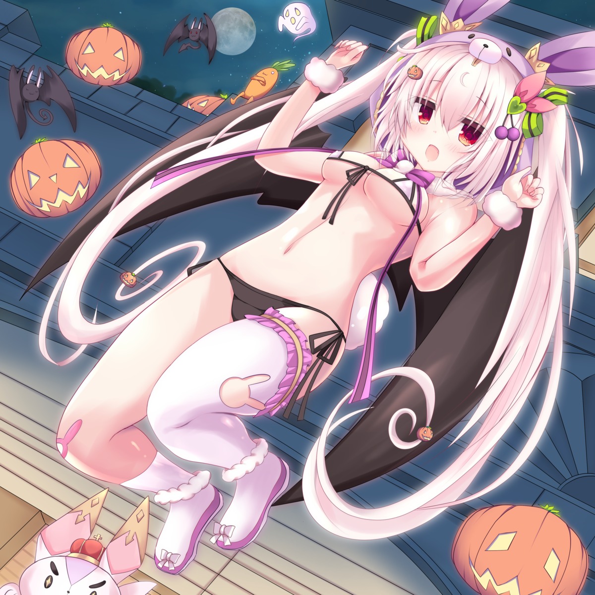 animal_ears bikini bunny_ears flower_knight_girl halloween naitounaitou swimsuits tail thighhighs