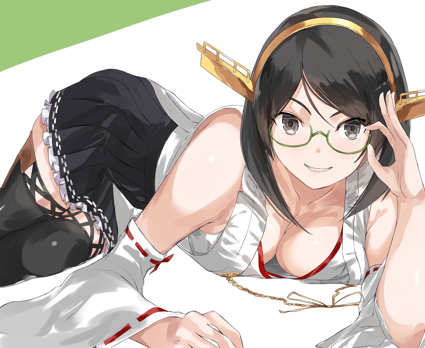 burai_yuuki kantai_collection kirishima_(kancolle) megane no_bra thighhighs