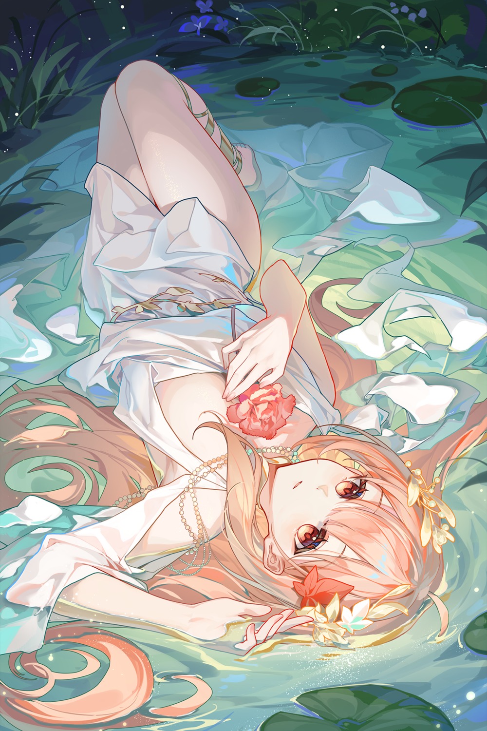 dress indie_virtual_youtuber no_bra see_through tagme wet wet_clothes