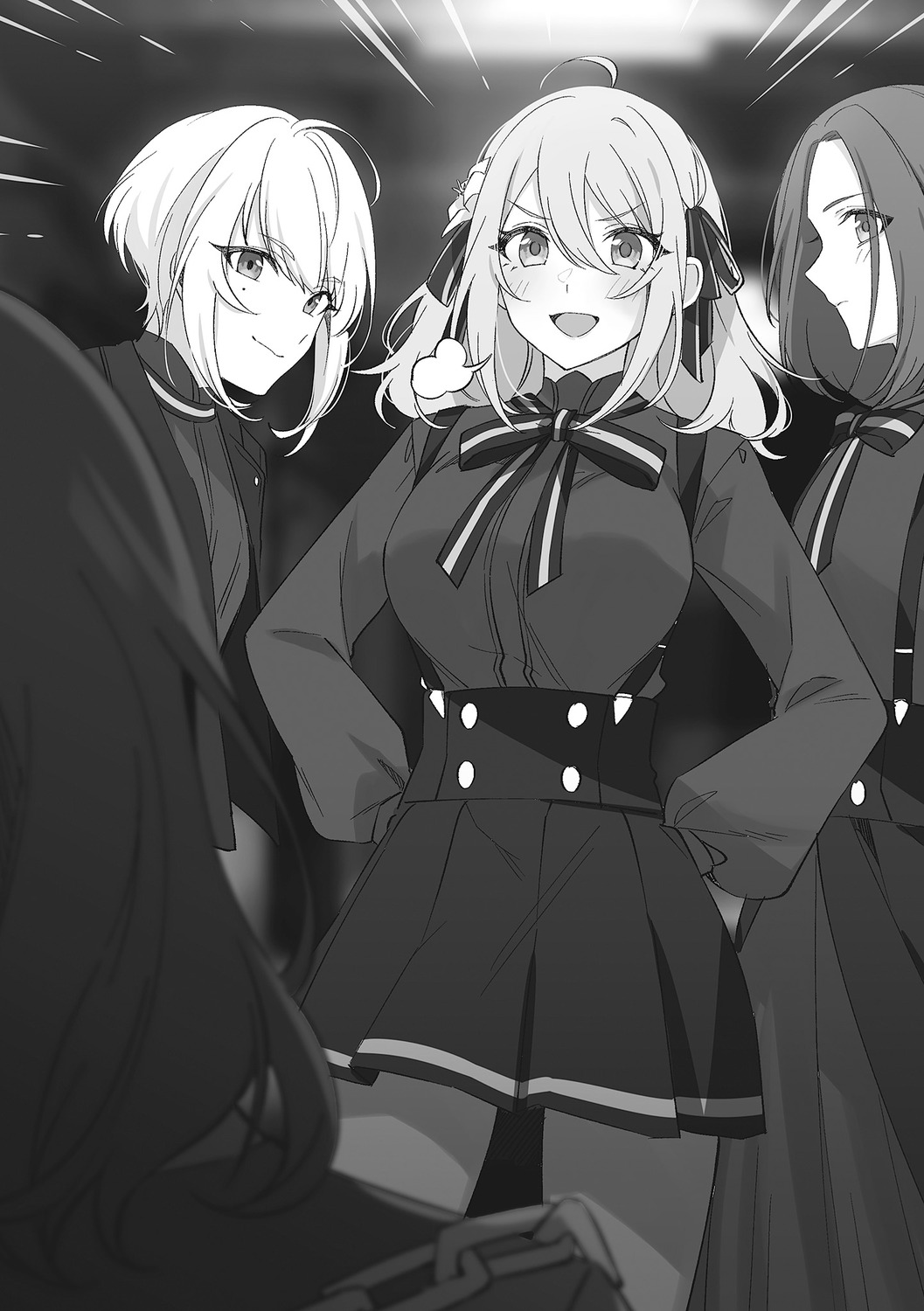 grete_(spy_kyoushitsu) lily_(spy_kyoushitsu) monochrome pantyhose seifuku spy_kyoushitsu tomari