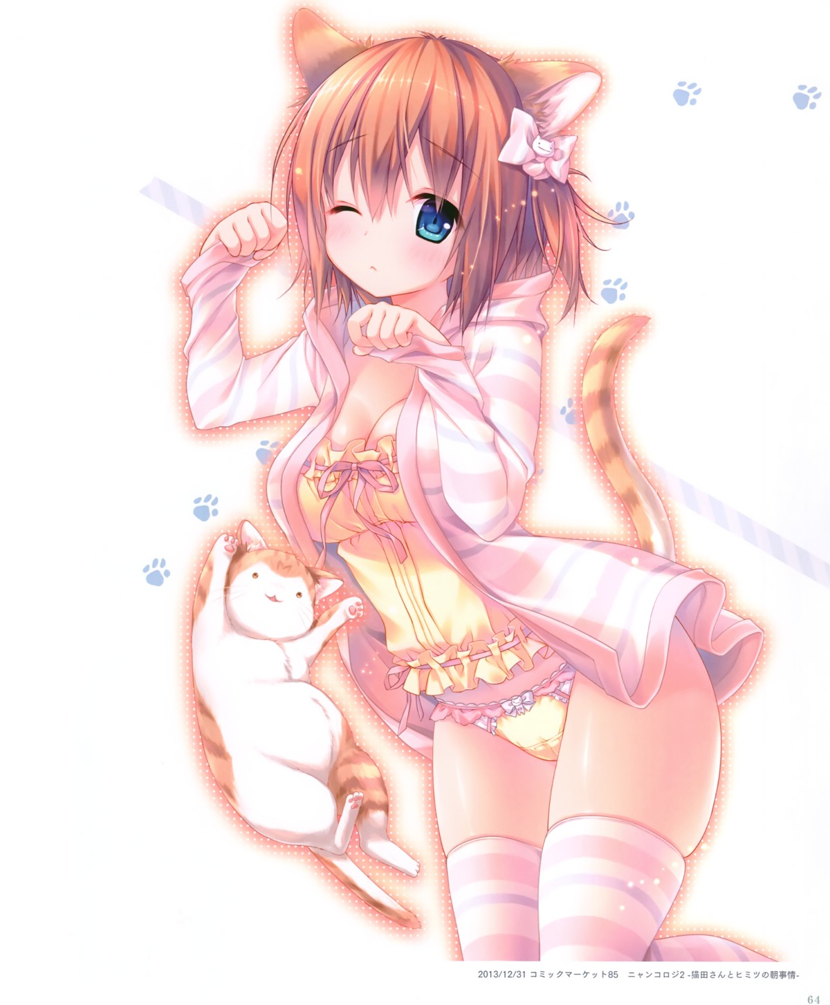 animal_ears cleavage kinokonomi konomi neko nekoda_niya nekomimi nyancology pajama pantsu thighhighs