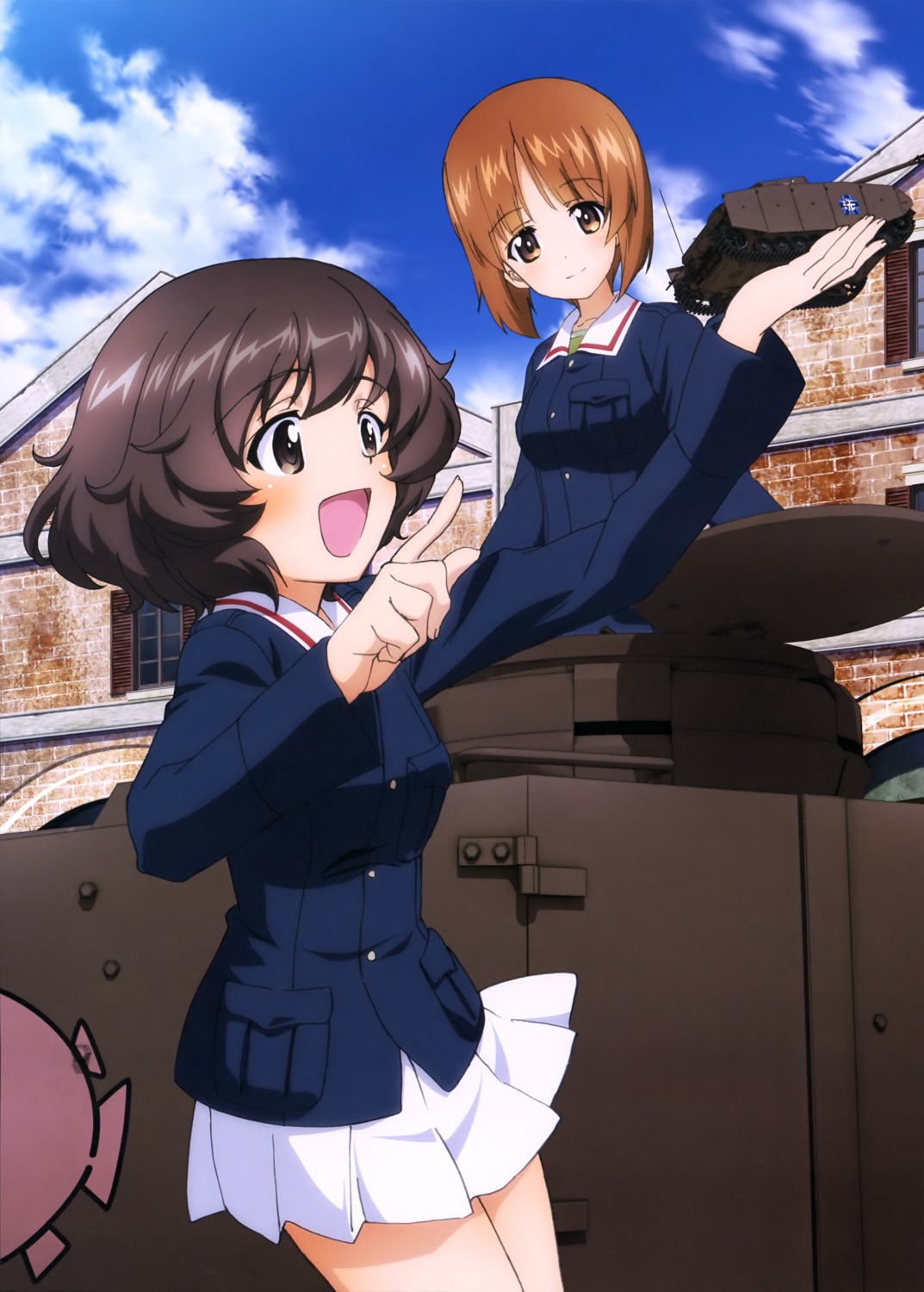 akiyama_yukari girls_und_panzer nishizumi_miho uniform