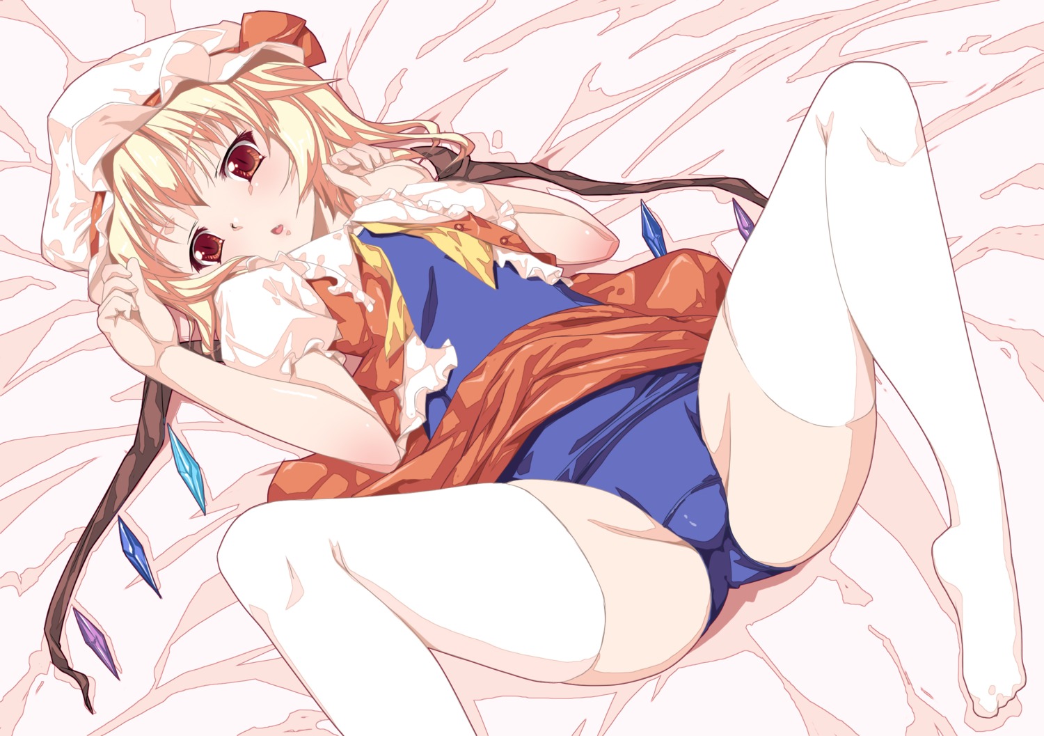 flandre_scarlet ichio school_swimsuit swimsuits thighhighs touhou wings