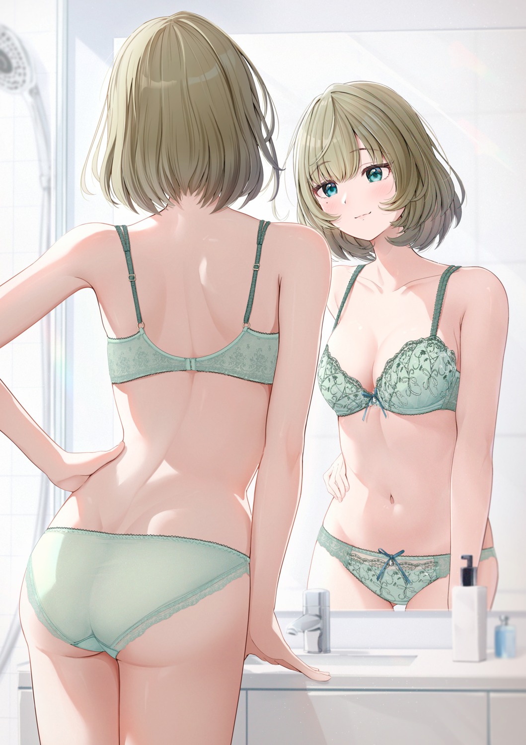 ass bra fujinomiya_reicho heterochromia lingerie pantsu takagaki_kaede the_idolm@ster the_idolm@ster_cinderella_girls