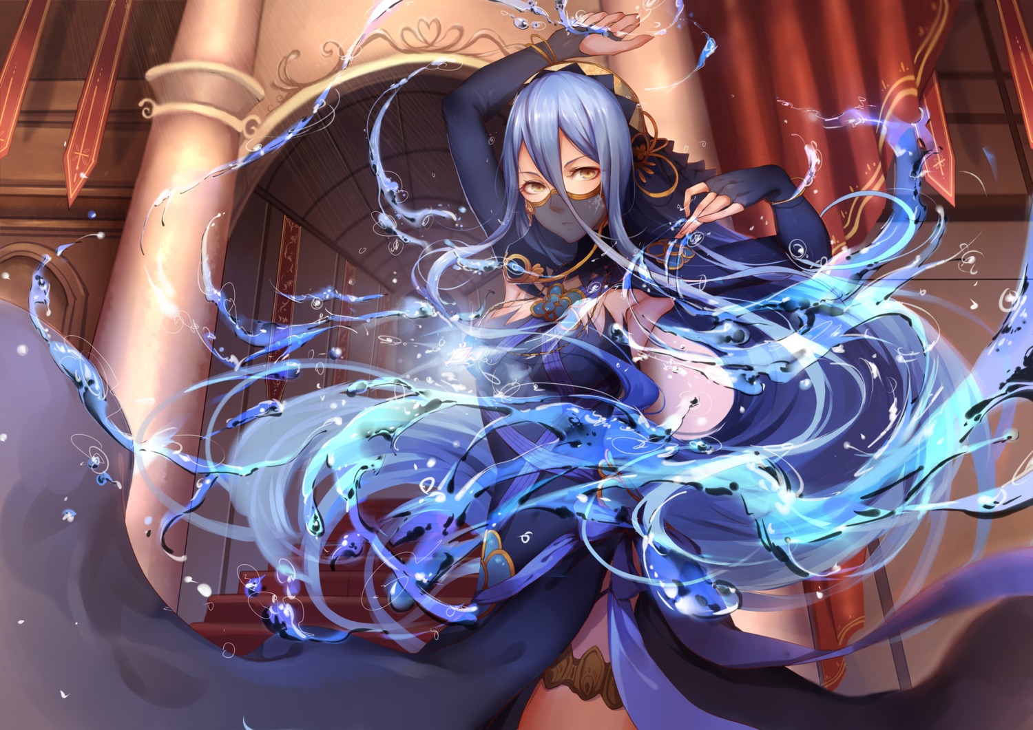 aqua_(fire_emblem) cr dress fire_emblem fire_emblem_if garter pantsu see_through