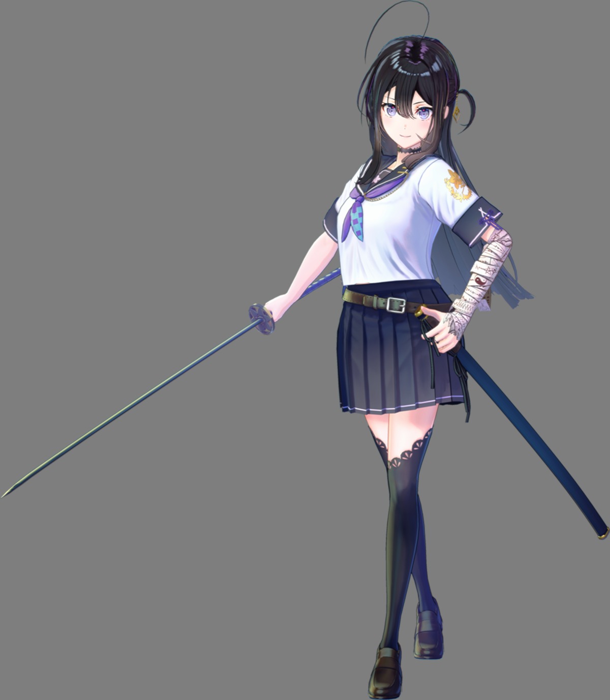 bandages miwano_ragu samurai_maiden seifuku sword thighhighs transparent_png