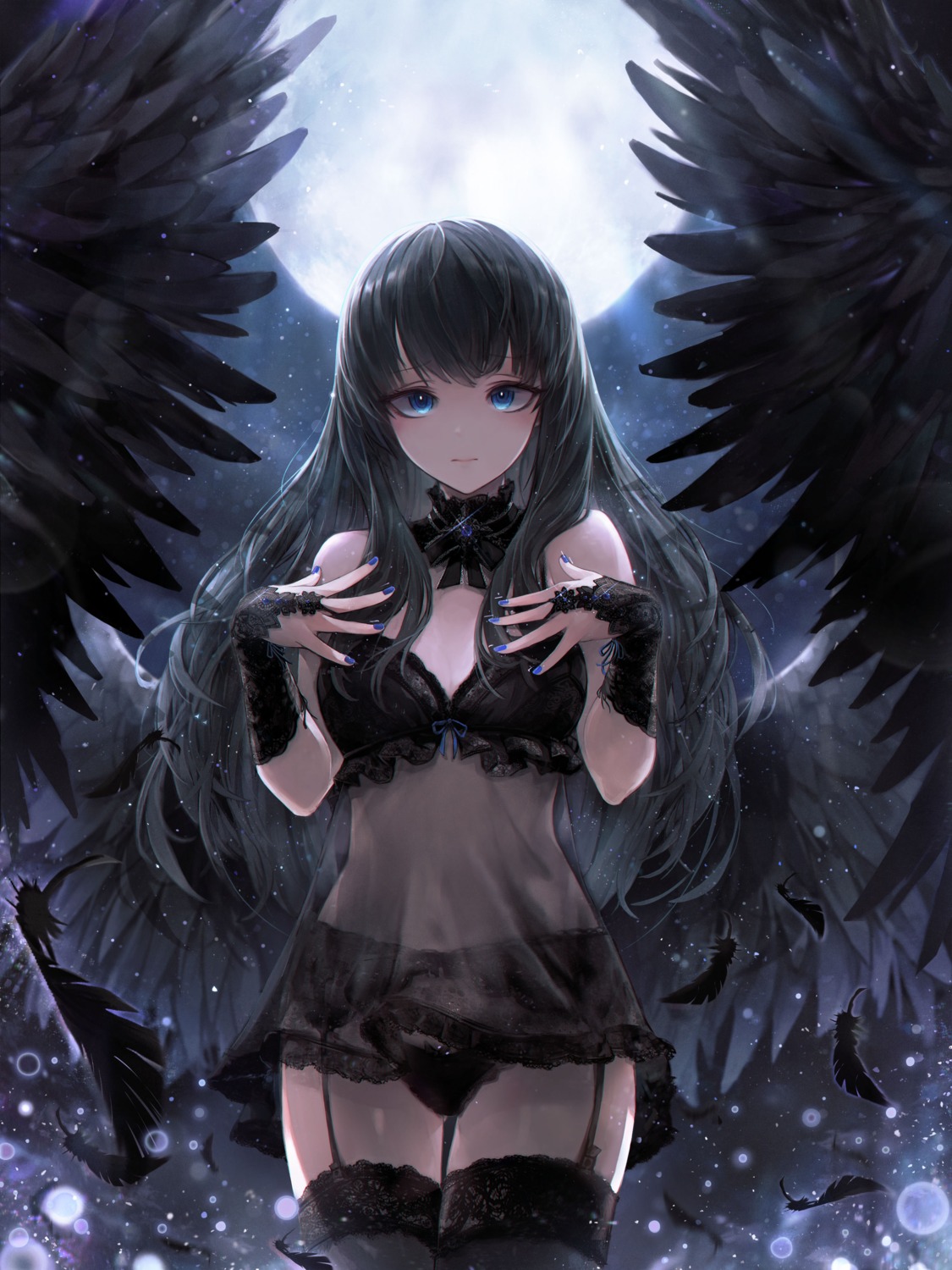 crystalherb lingerie pantsu see_through stockings thighhighs wings