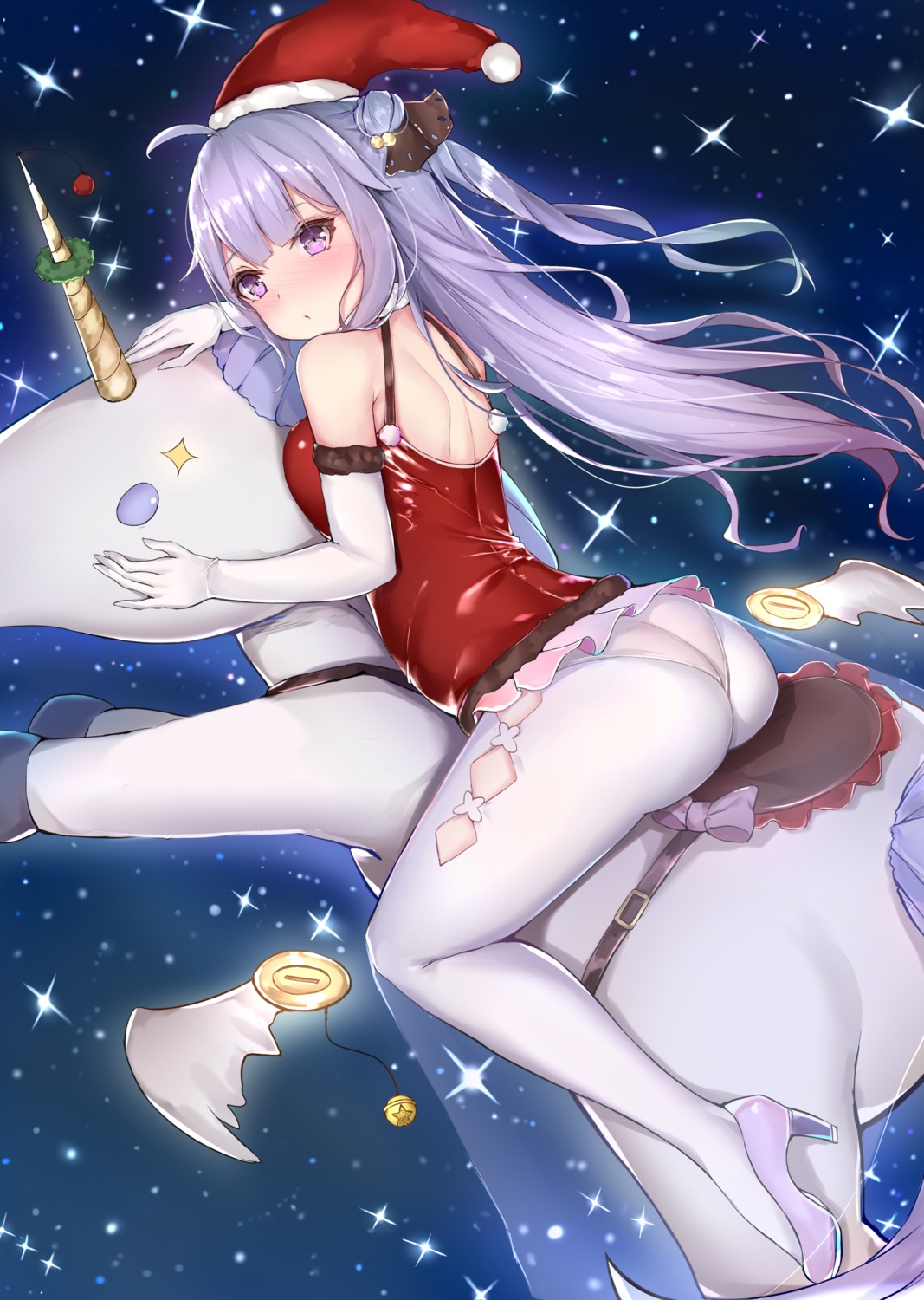 ass azur_lane christmas heels pantsu pantyhose sherryqq unicorn_(azur_lane)