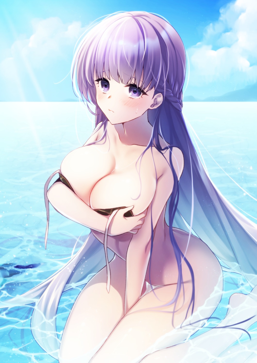 bikini_top bottomless breast_hold fire_emblem fire_emblem:_rekka_no_ken noko sophia_(fire_emblem) swimsuits wet