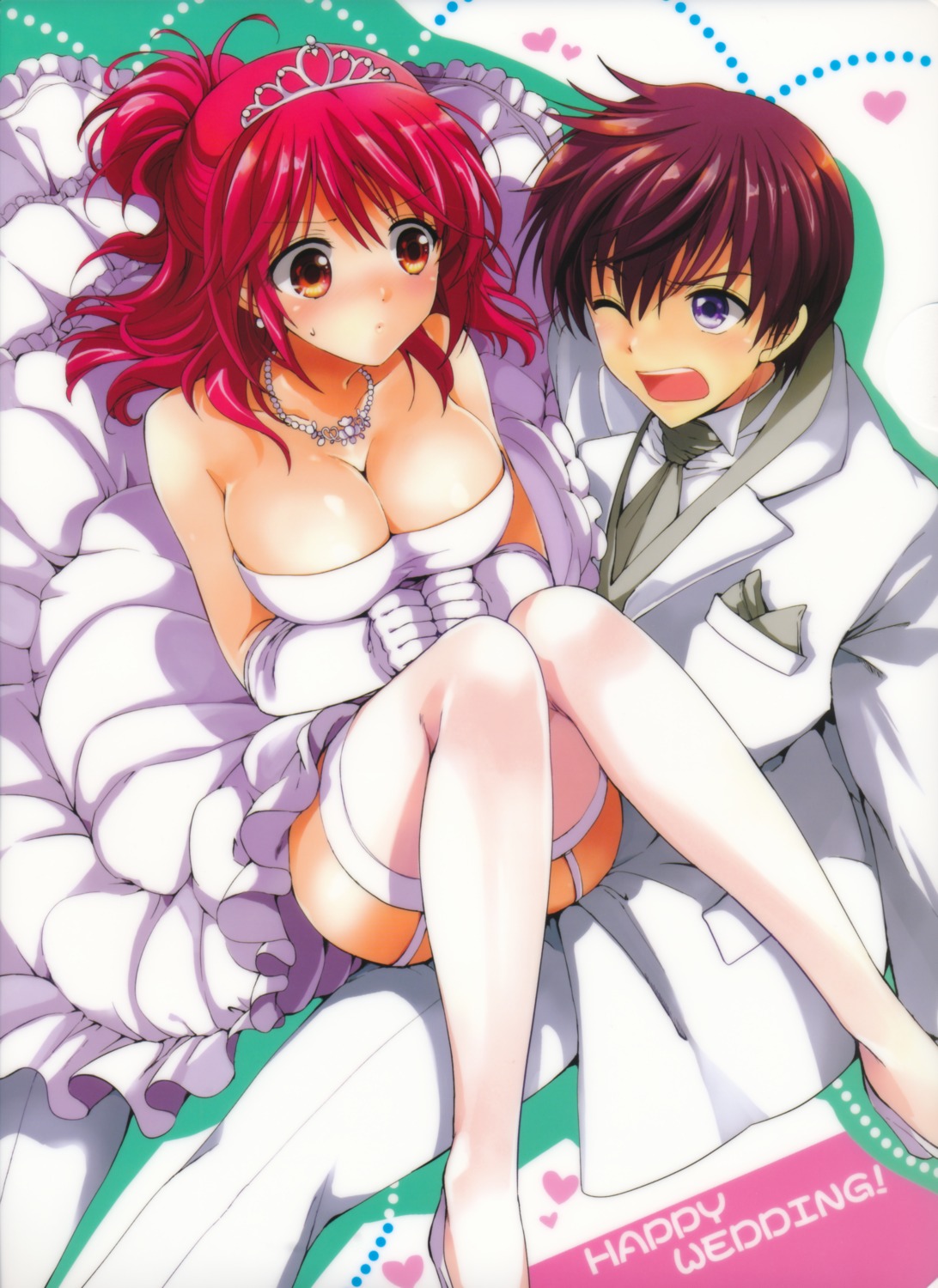 asbel_lhant cheria_barnes cleavage dress kurimomo stockings tales_of tales_of_graces thighhighs tsukako wedding_dress