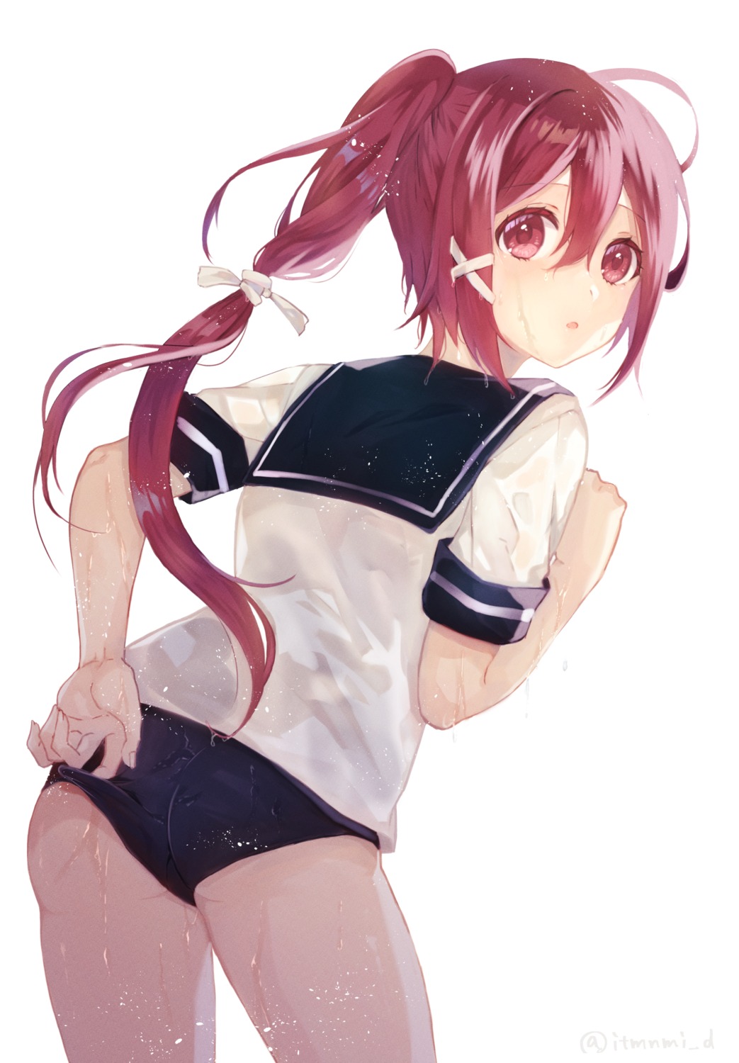 ass i-168_(kancolle) kantai_collection saiki_yuzuri seifuku swimsuits wet