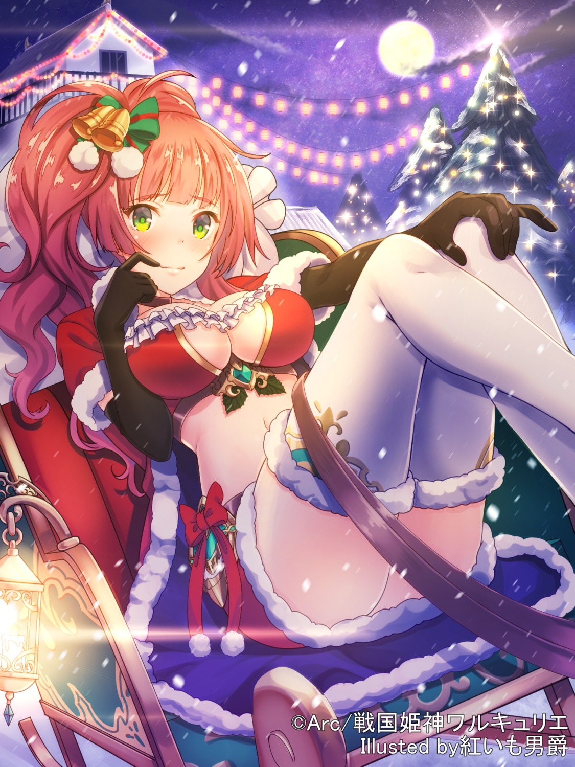 beniimo_danshaku bikini_top christmas cleavage sengoku_kishin_valkyrie swimsuits thighhighs