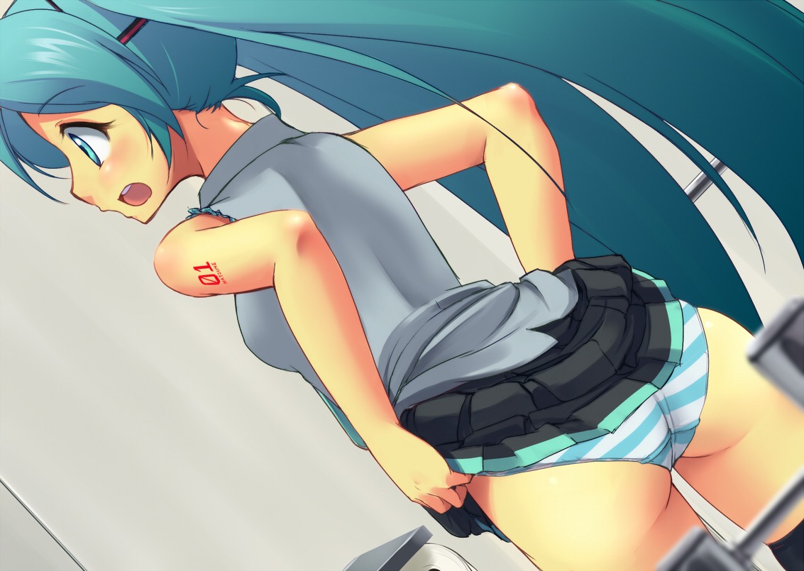 ass hatsune_miku mis_res pantsu shimapan undressing vocaloid