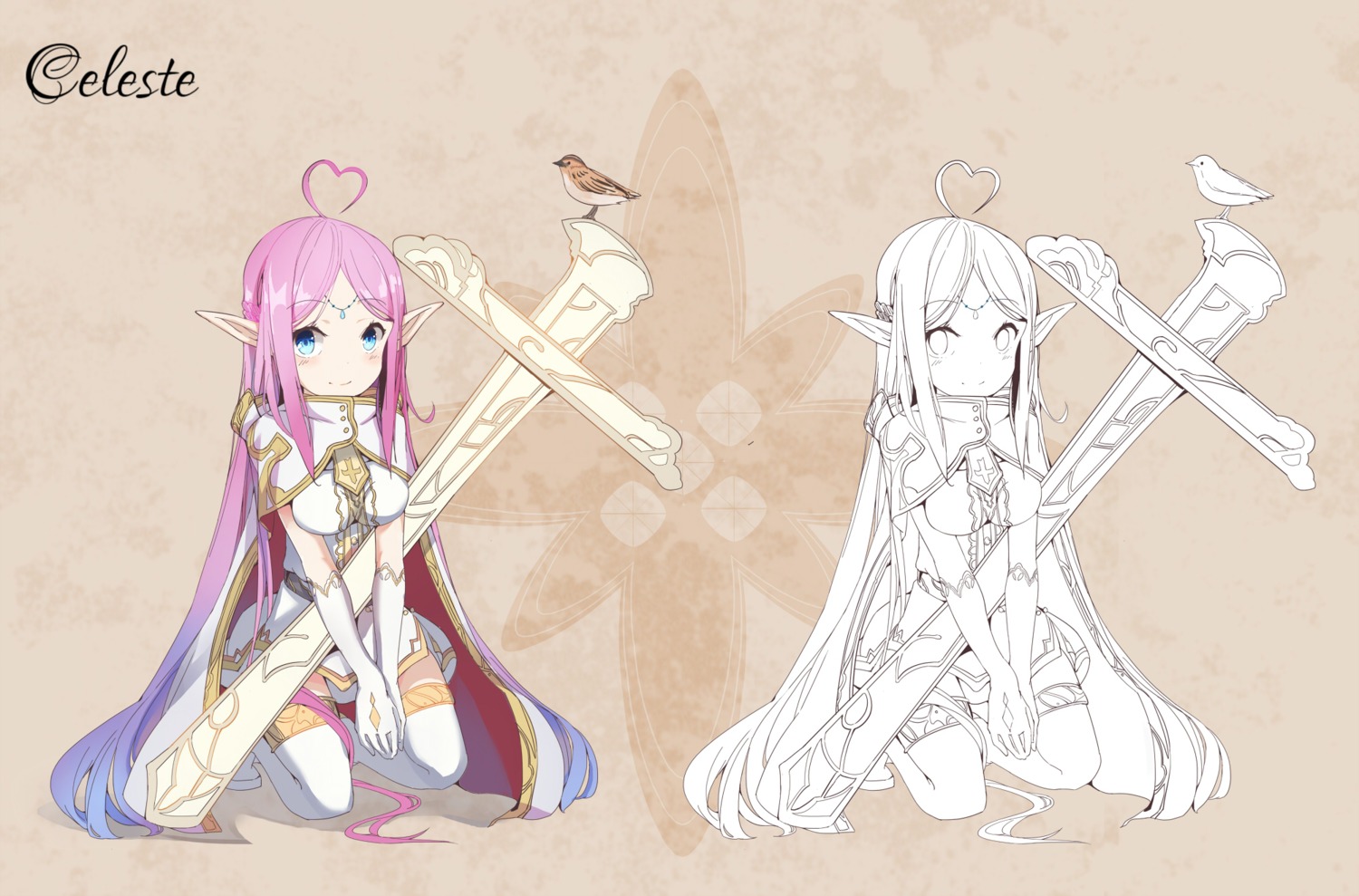 elf pointy_ears sketch tagme thighhighs weapon