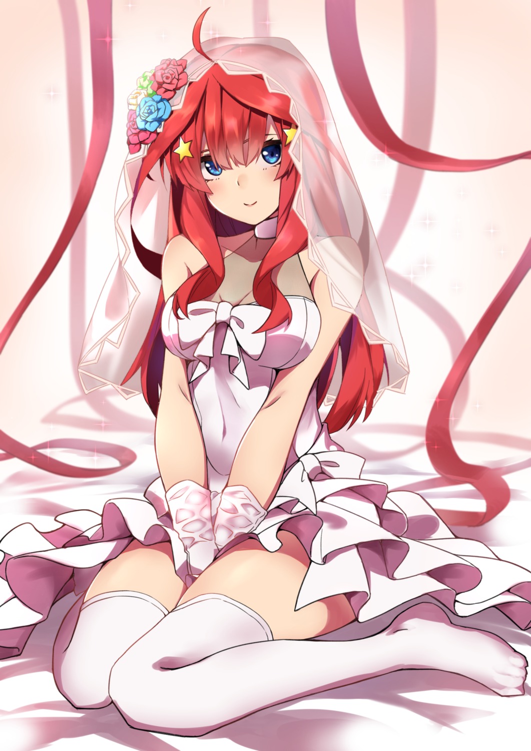 5-toubun_no_hanayome dress kagari_riroi nakano_itsuki see_through thighhighs wedding_dress