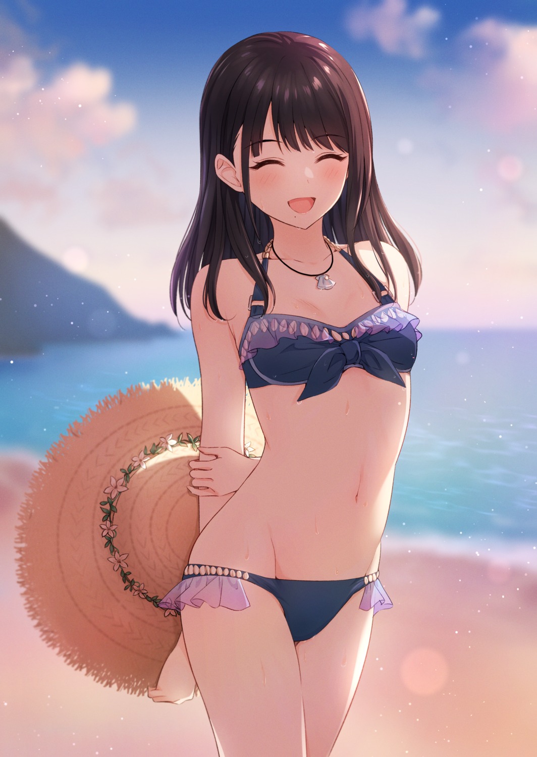 bikini cleavage kazano_hiori miyar2d2 swimsuits the_idolm@ster the_idolm@ster_shiny_colors wet