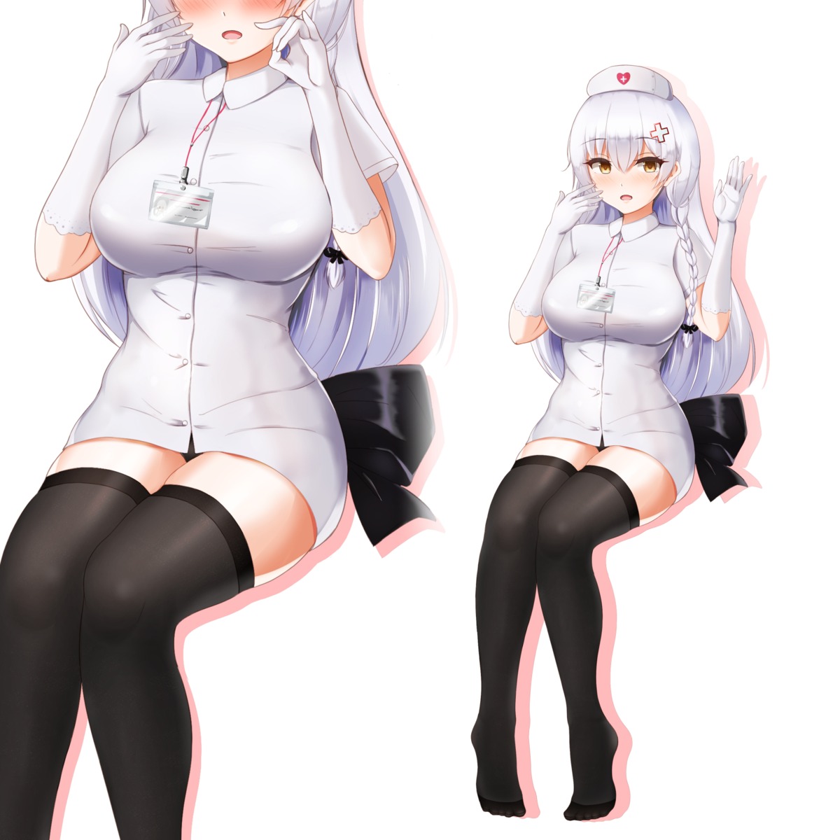 azur_lane hermione_(azur_lane) nurse pantsu sugihanako thighhighs