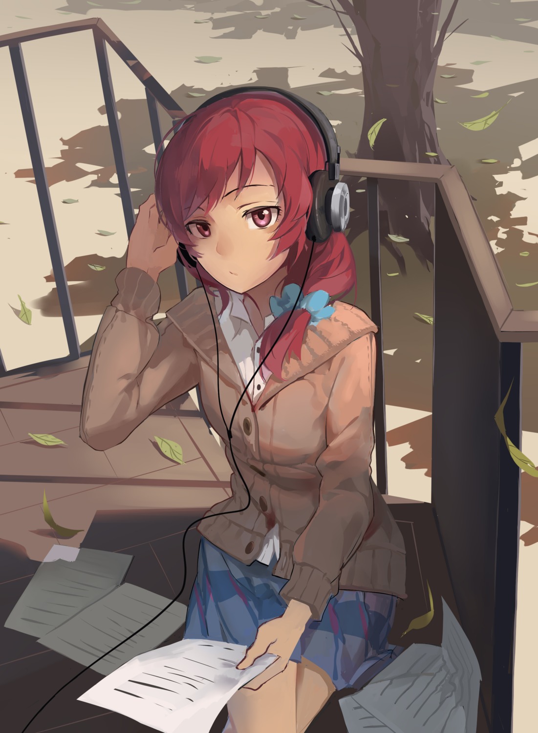 headphones huanxiang_heitu love_live! nishikino_maki seifuku