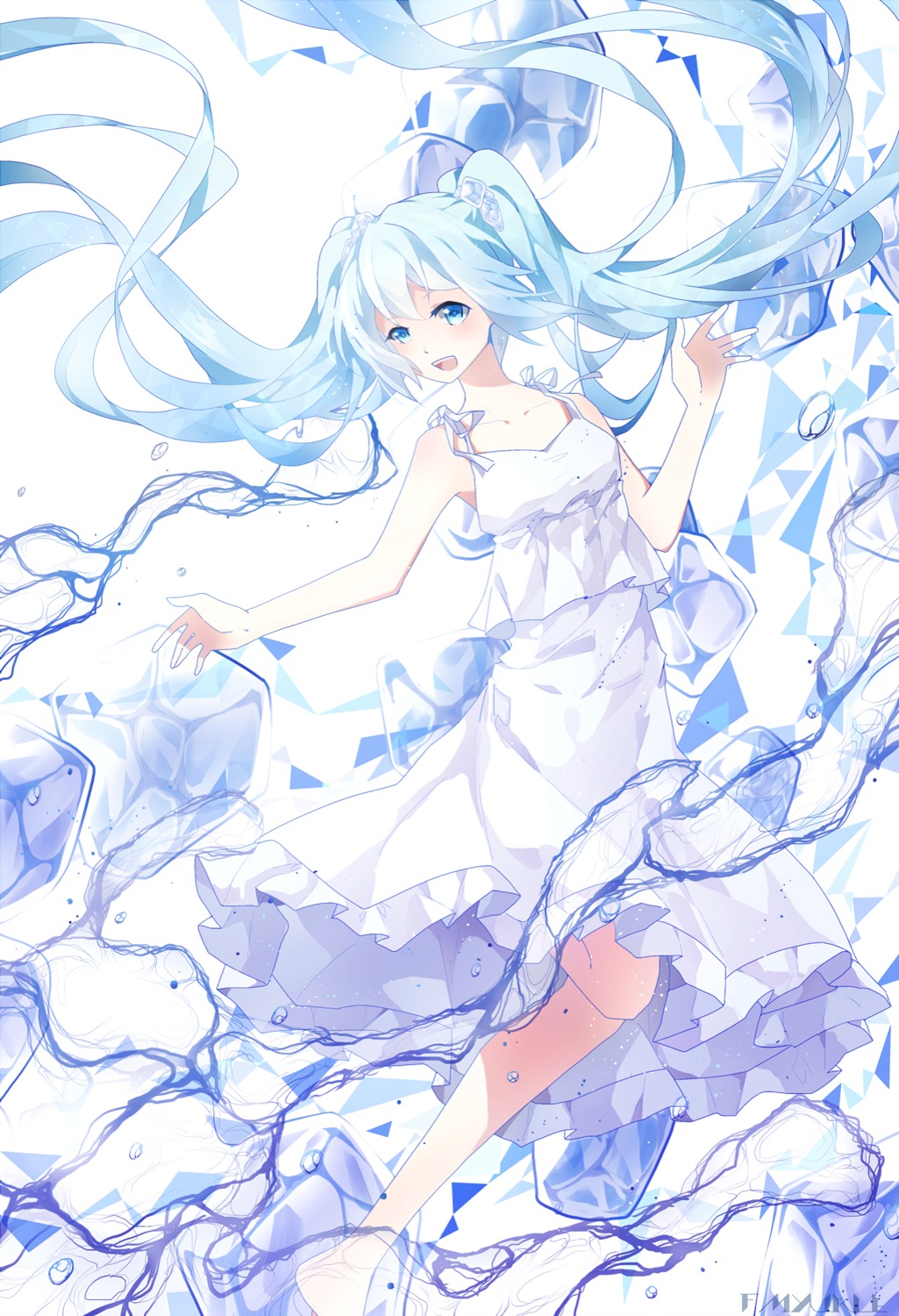 dress hatsune_miku skirt_lift summer_dress vocaloid