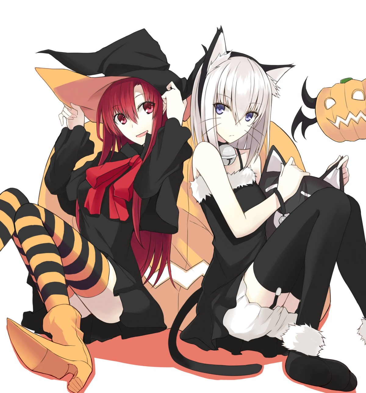 animal_ears dress halloween heels kauto kushia_microphylla nekomimi stockings tail thighhighs witch