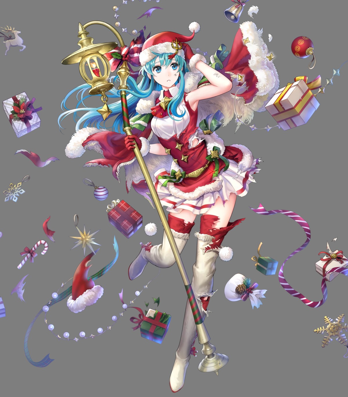 asatani_tomoyo christmas eirika fire_emblem fire_emblem:_seima_no_kouseki fire_emblem_heroes nintendo thighhighs torn_clothes transparent_png weapon