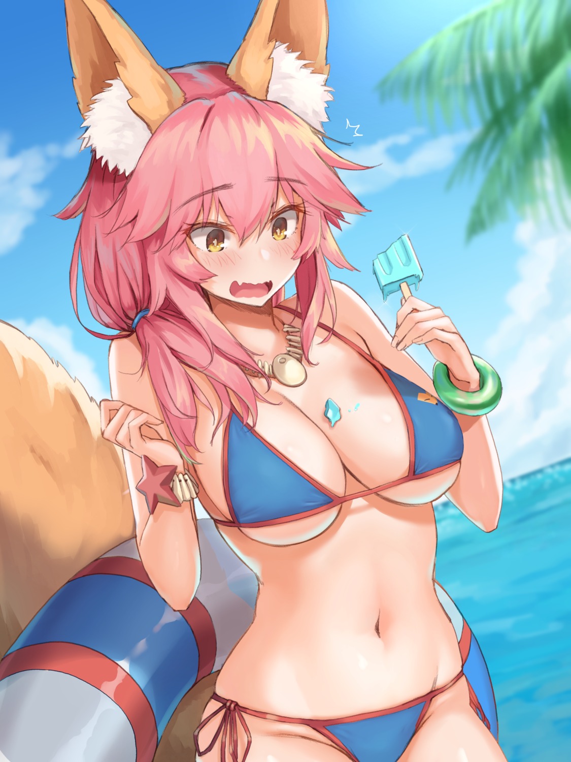 animal_ears bikini fate/grand_order maru_(maru1625) swimsuits tail tamamo_no_mae