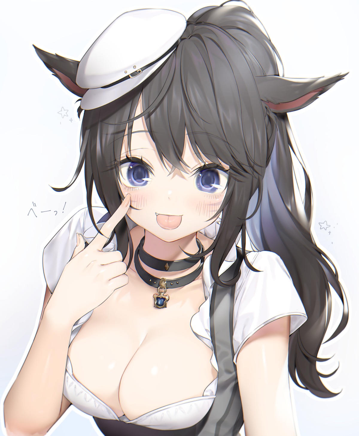 animal_ears final_fantasy final_fantasy_xiv miqo'te nekomimi no_bra yana_mori