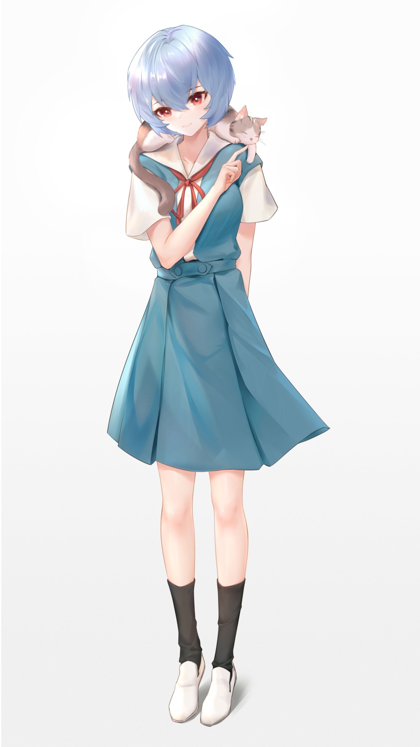 ayanami_rei liu_liaoliao neko neon_genesis_evangelion seifuku