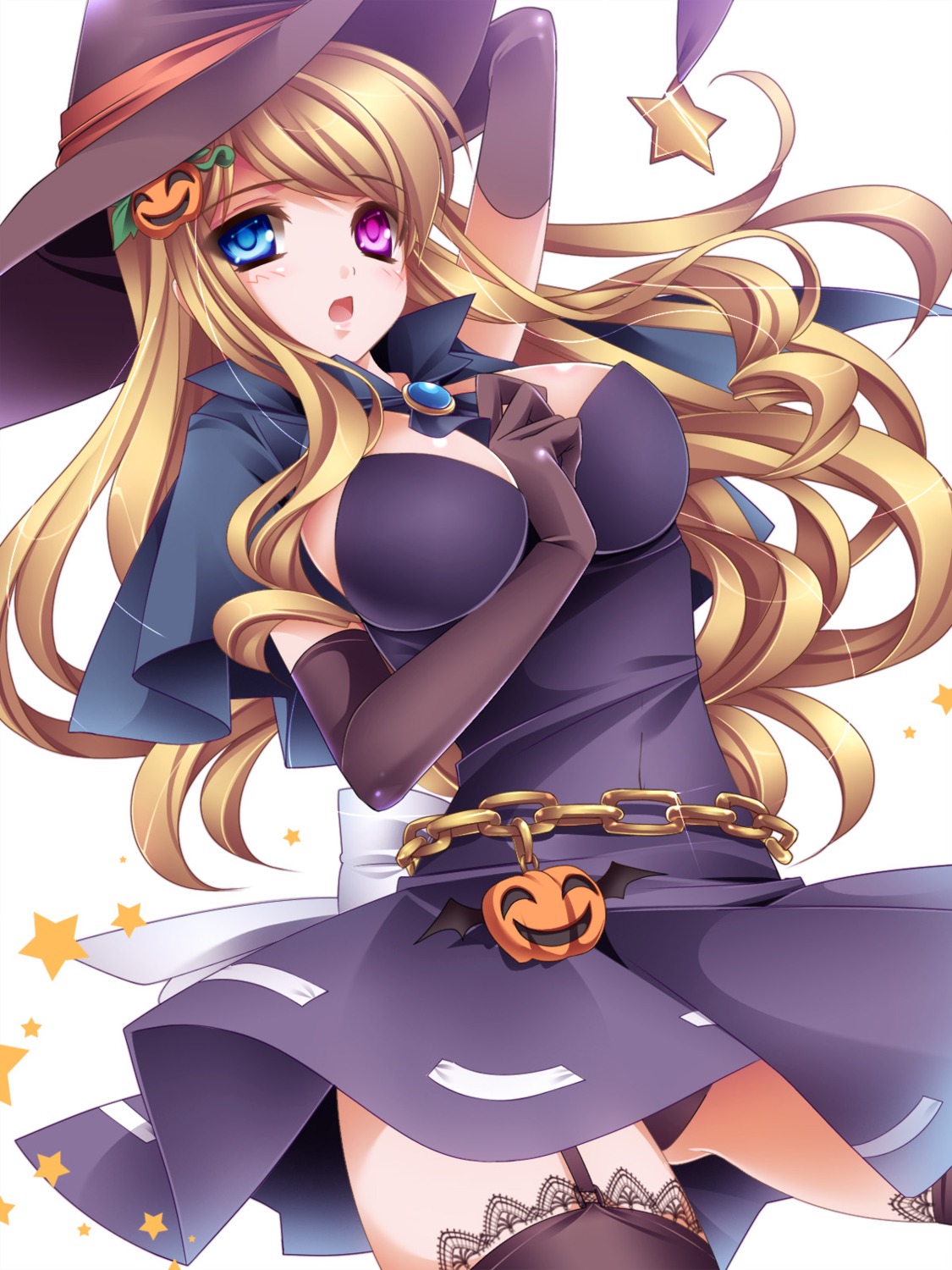 cleavage dress halloween heterochromia monety pantsu stockings thighhighs