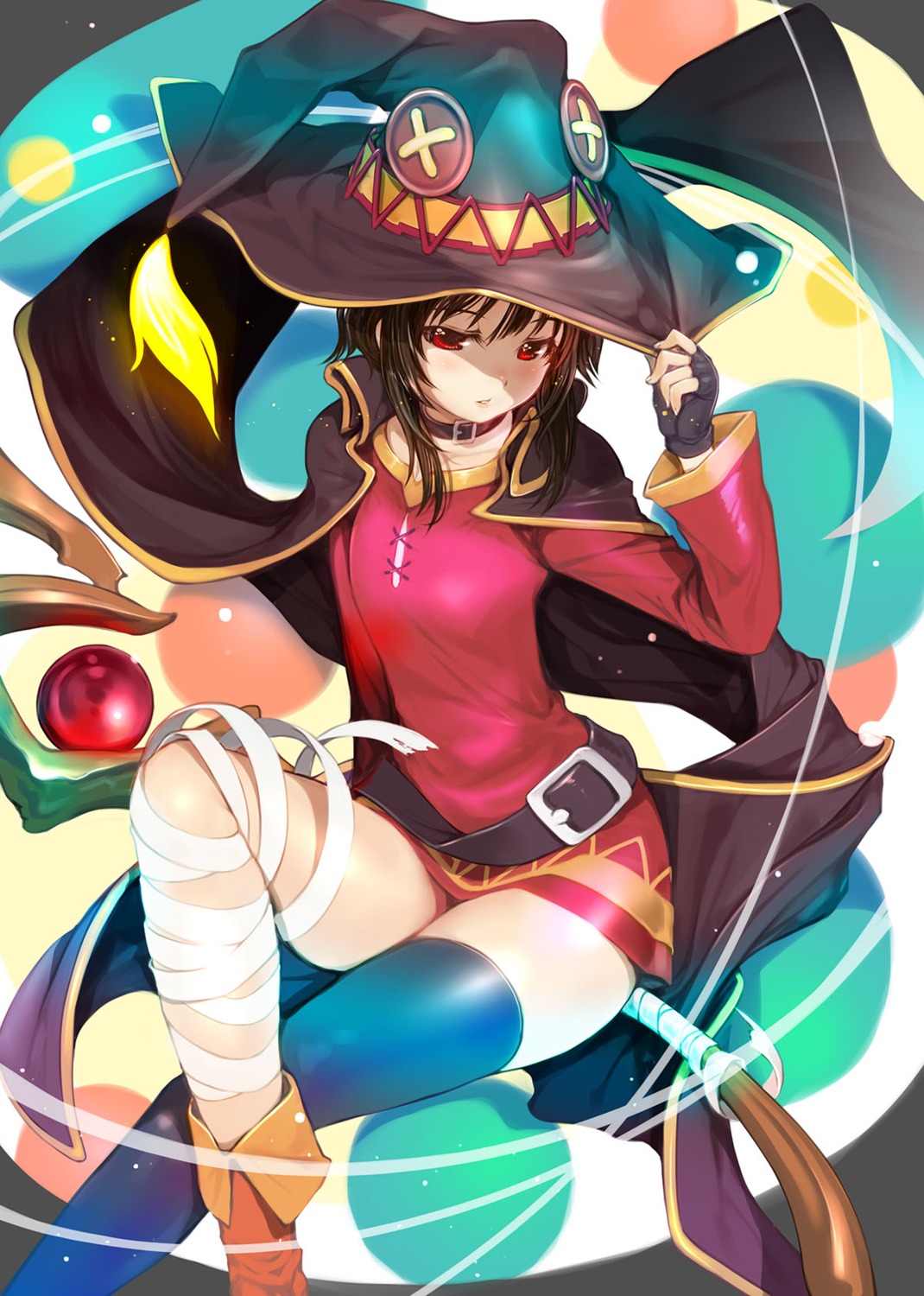 bandages dress kono_subarashii_sekai_ni_shukufuku_wo! megumin mikazuki_akira thighhighs witch