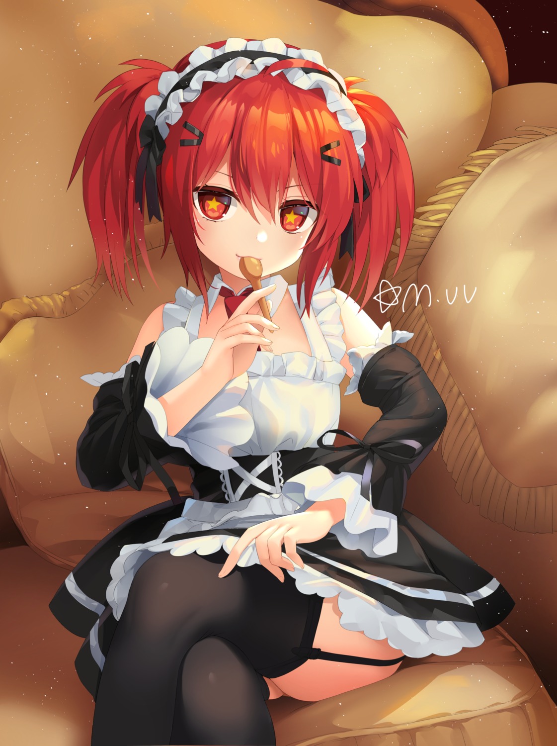 m.vv maid skirt_lift stockings thighhighs vivian_(mvv)