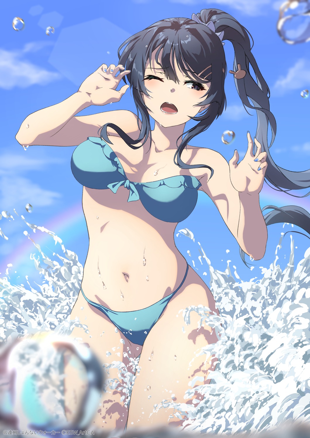 bikini raiz_art_works sakurajima_mai seishun_buta_yarou swimsuits wet