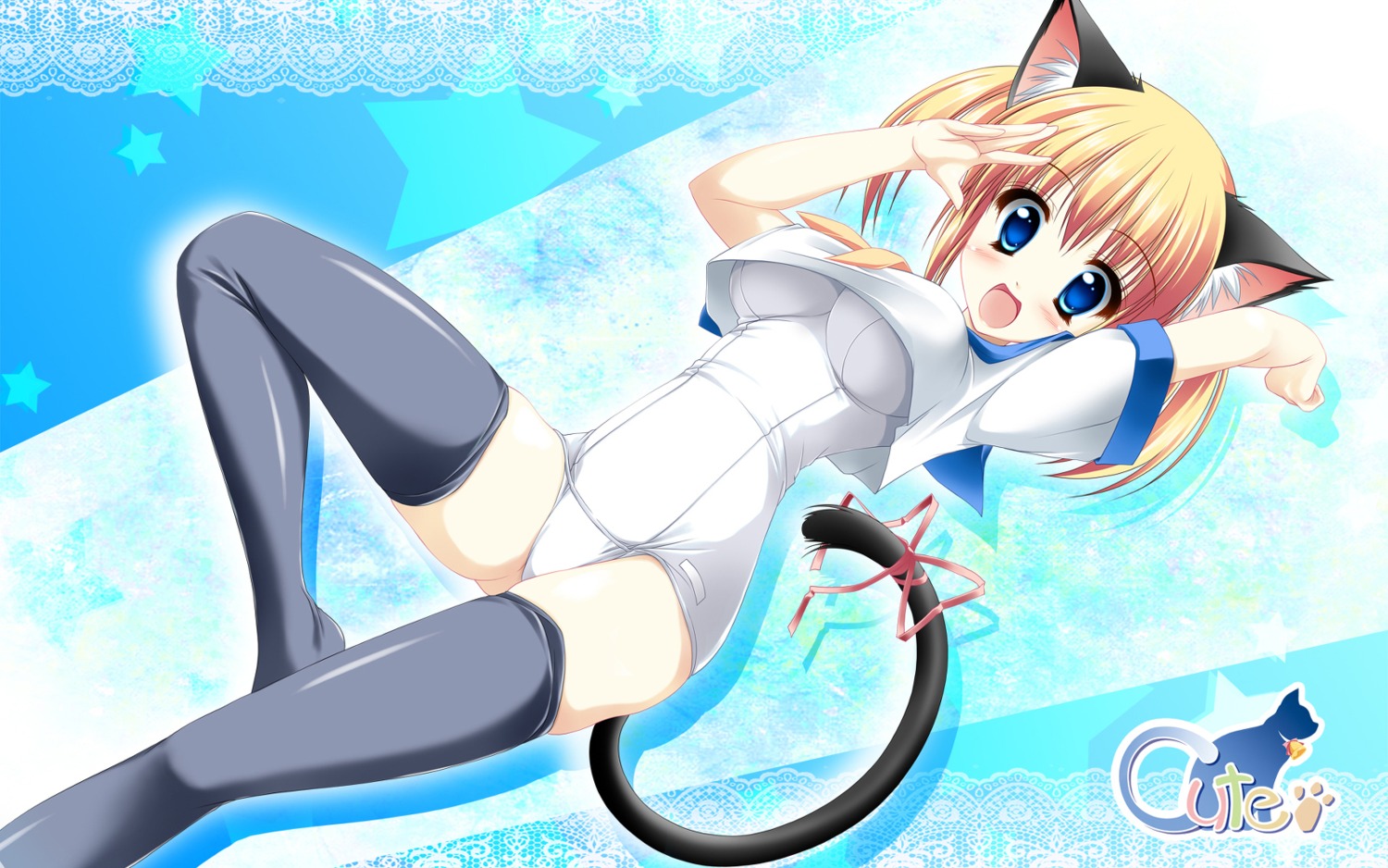 animal_ears kamiya_tomoe nekomimi school_swimsuit seifuku swimsuits tail